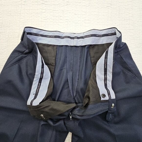 Tommy Hilfiger Dress Pants Men's 42x30 Navy Blue Modern Flex Stretch Chambray - Picture 12 of 14